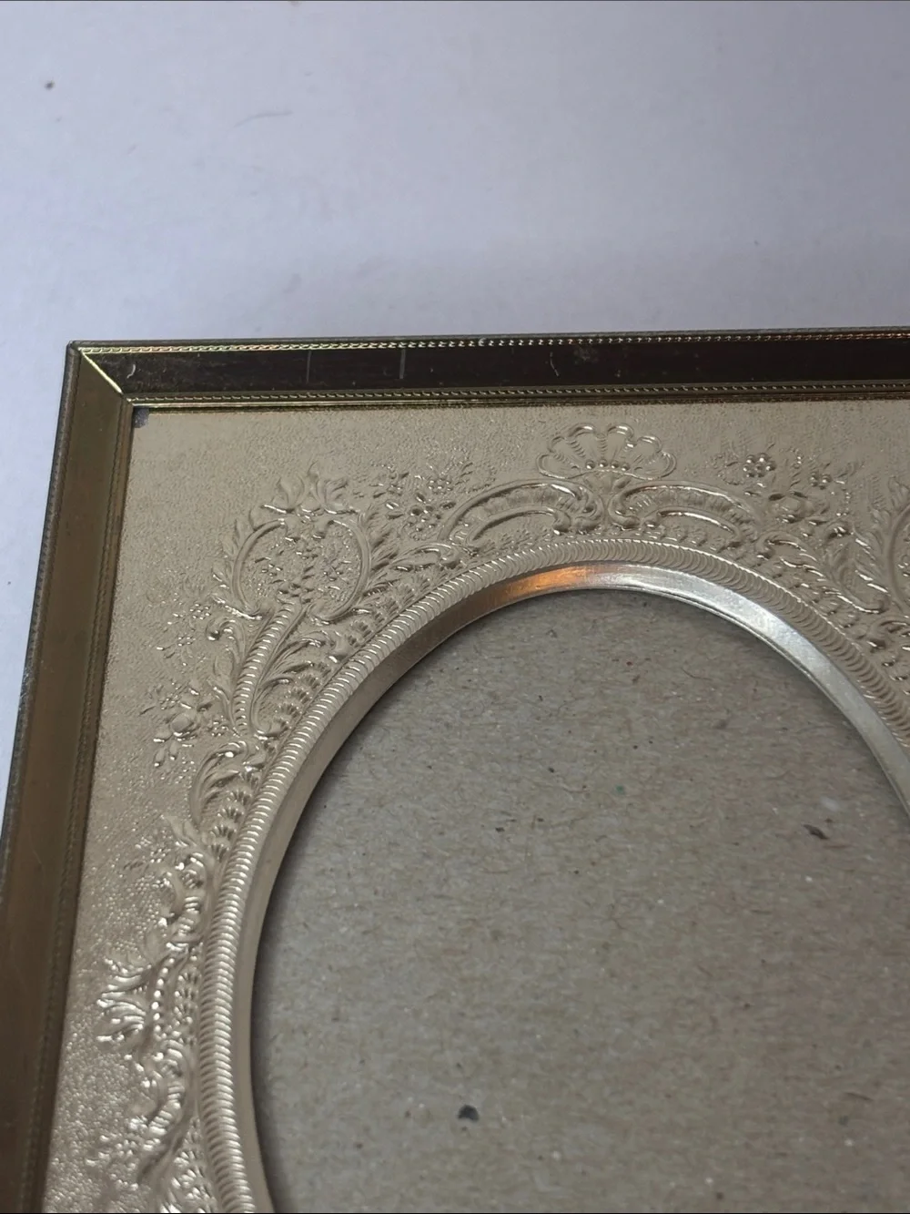 Vintage Double Oval Embossed Gold Mat Table Top Picture Frame